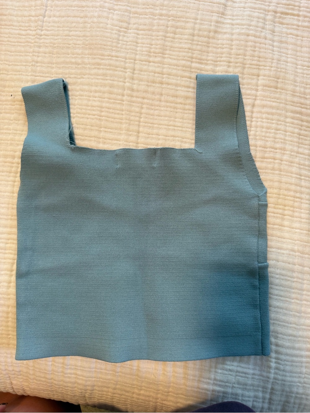Listicle Dusty Blue Square-Neck Knit Crop Top - Picture 3 of 3
